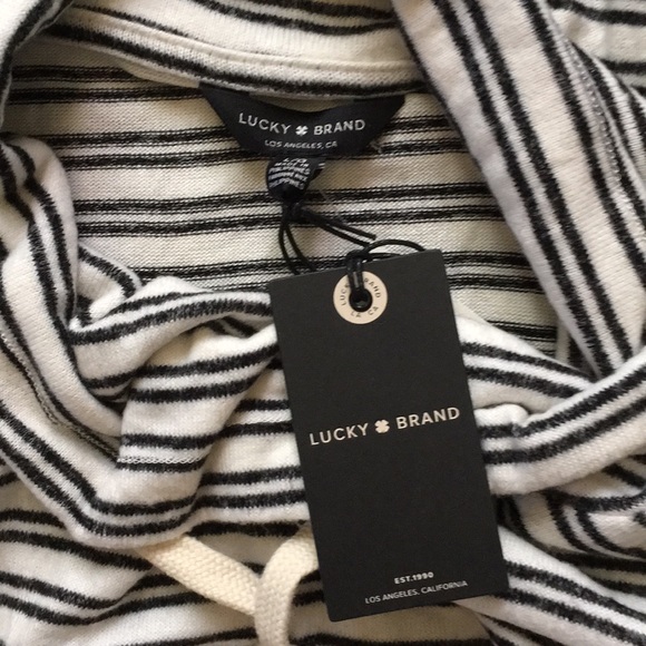 Lucky Brand Striped Long Sleeve Funnel Neck Sz L - Picture 8 of 9